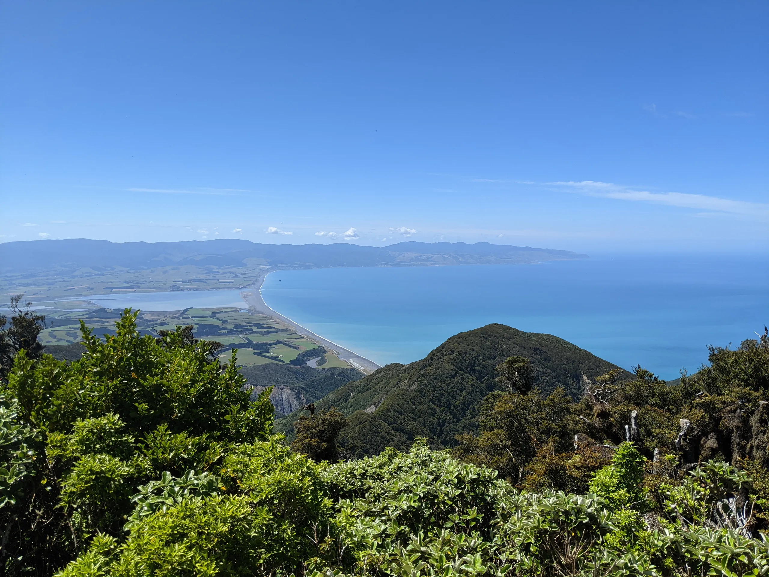 The clearest view is that across Palliser Bay and out to Aorangi Range on the horizon. It's clear that this is the dividing line between Wellington and the Wairarapa!