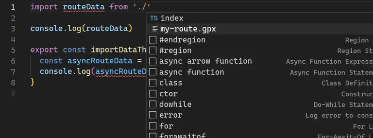 Visual Studio Code recognises GPX files as import-worthy now